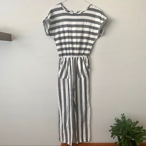 ORANGE CREEK Grey & White Striped Jumpsuit S